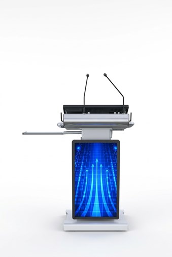 Smart Podium FK535N Dual Screen Presenter display + 32-inch signage